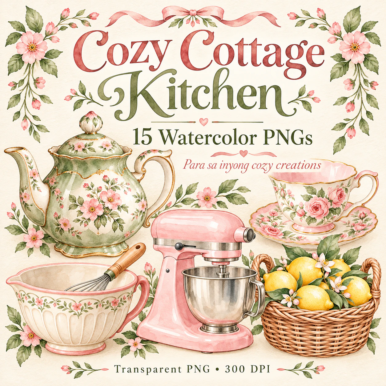 Watercolor preview of Cozy Cottage Kitchen