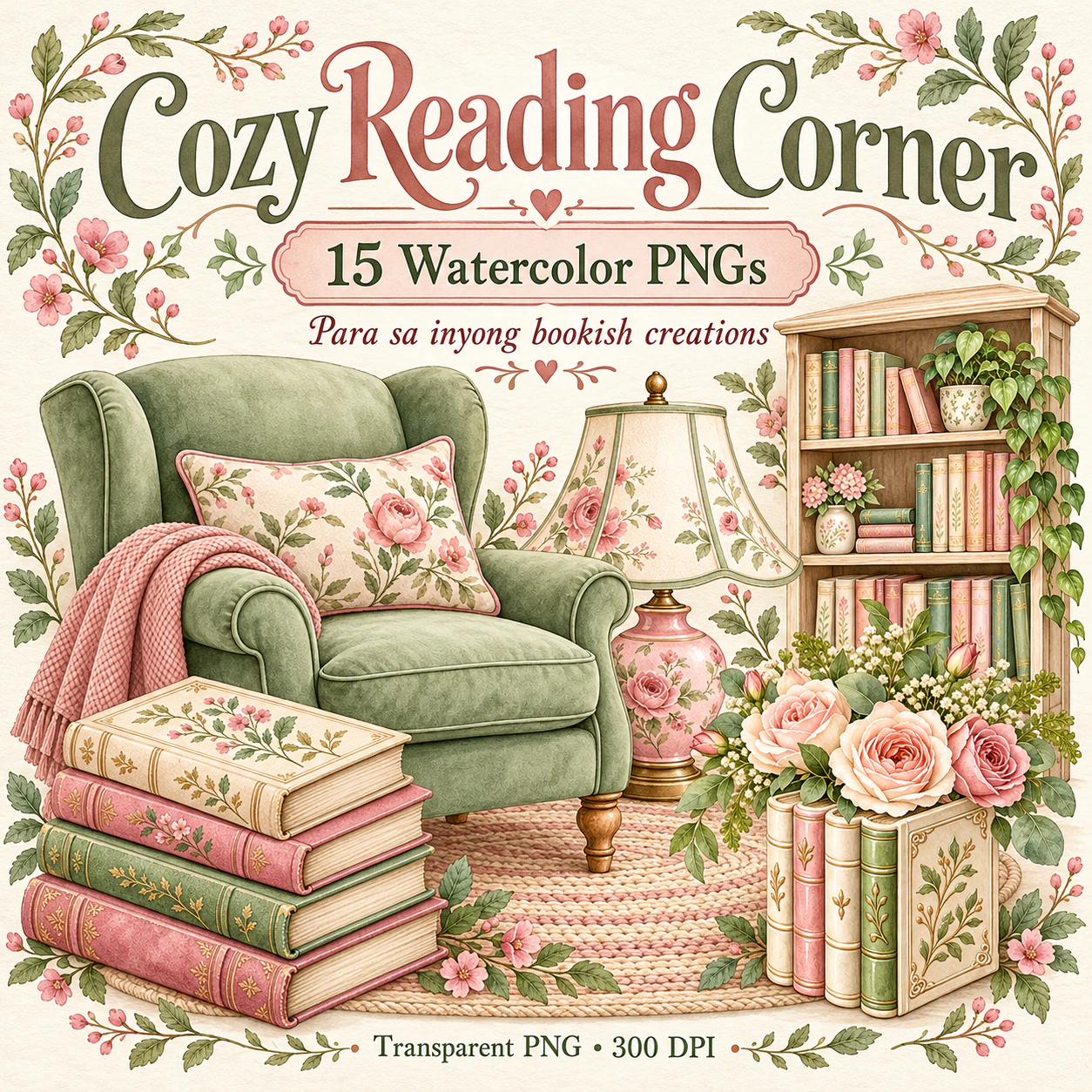 Watercolor preview of Cozy Reading Corner