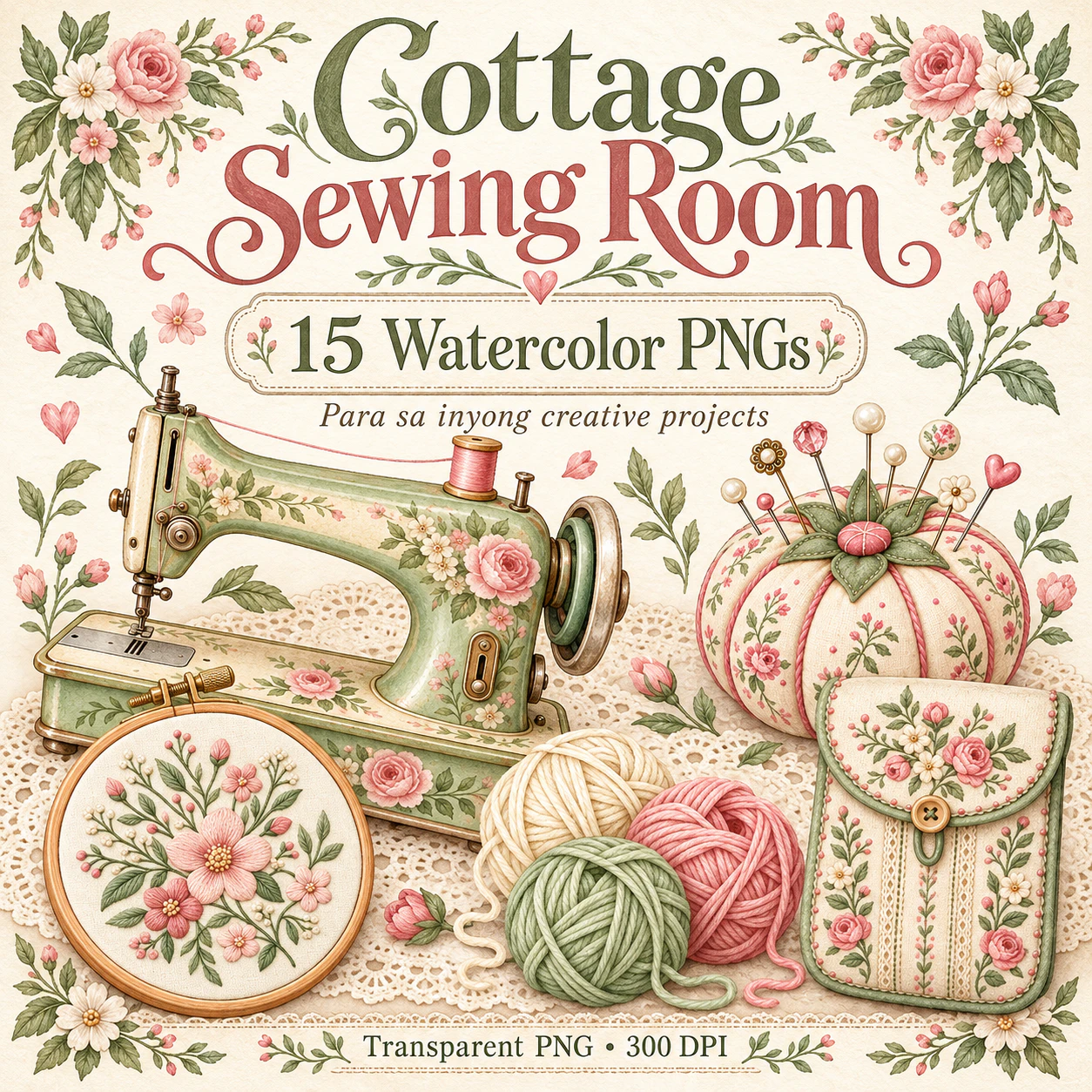 Watercolor preview of Cottage Sewing Room