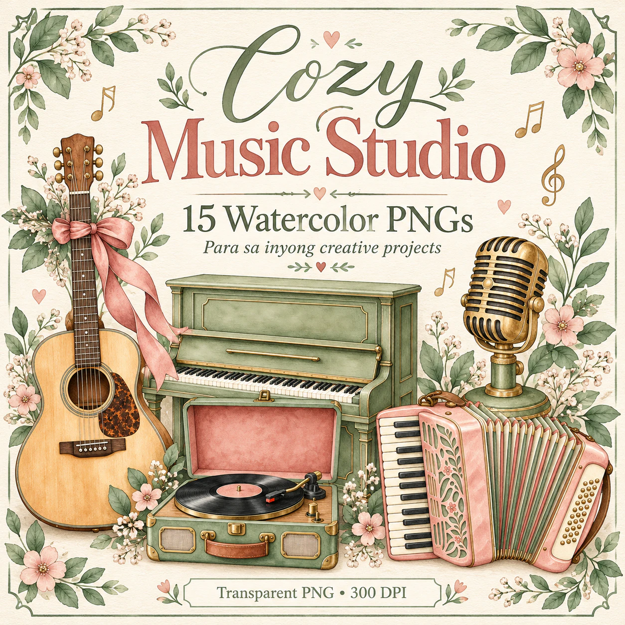 Watercolor preview of Cozy Music Studio